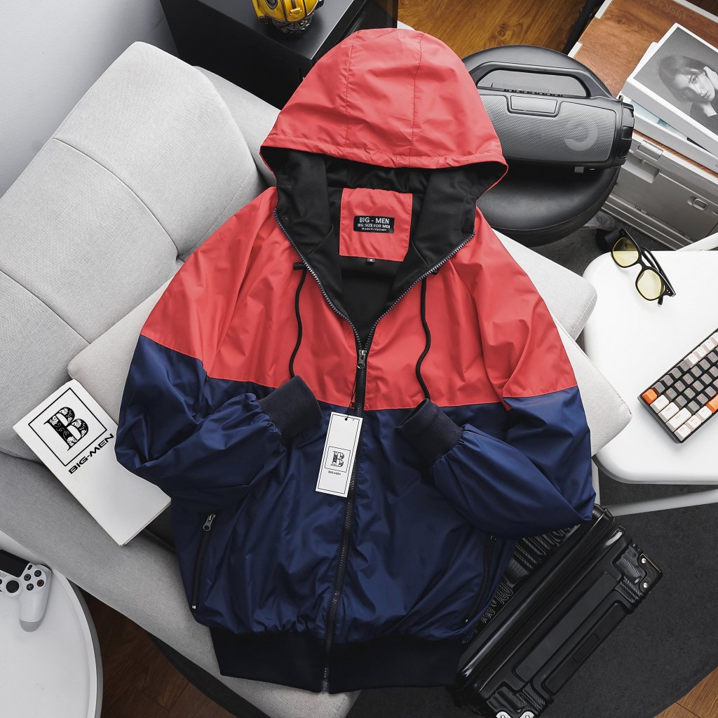 Big size - Áo khoác dù 2 lớp phối màu thời trang unisex >130kg Big Men