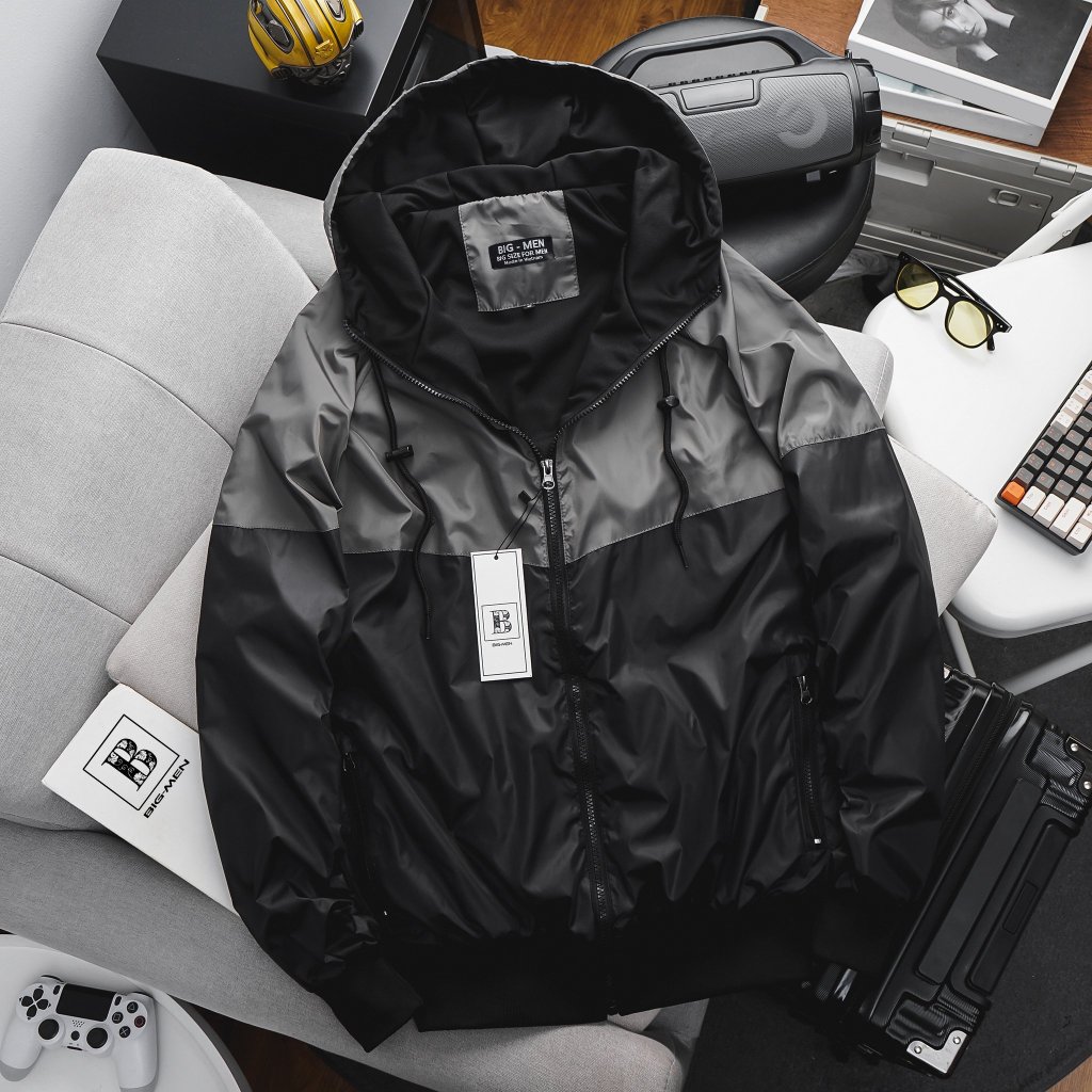Big size - Áo khoác dù 2 lớp phối màu thời trang unisex >130kg Big Men