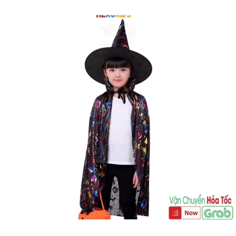 Áo Choàng Và Nón Hóa Trang Phù Thủy Cho Bé Dịp Halloween