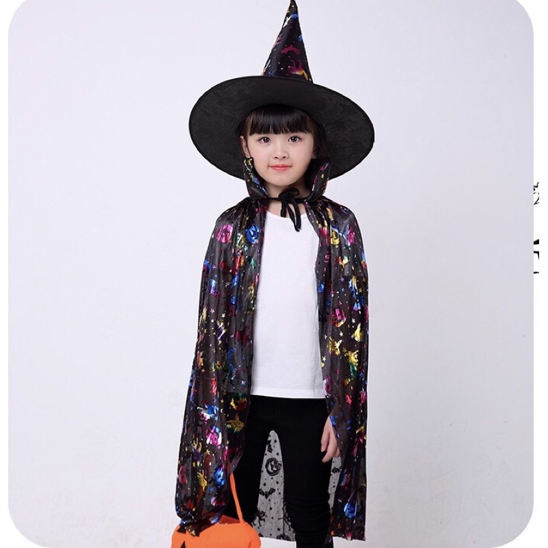 Áo Choàng Và Nón Hóa Trang Phù Thủy Cho Bé Dịp Halloween