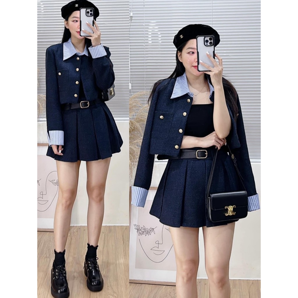 Sét dạ 3 món phối cổ tay kèm đai - Retrostyle.vn - Set3monkemdai1377_P3K7