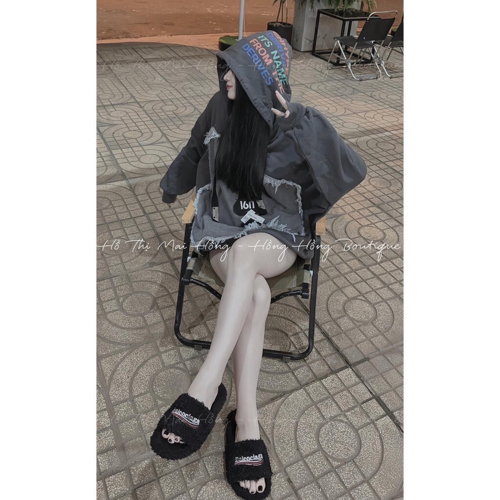 Áo Nữ, Áo Hoodie Chất Nỉ Đính Vải Bò In Thỏ  Style HQ hottrend 2023