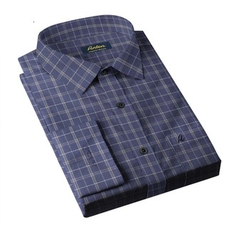 Áo Sơ Mi Nam Sọc Caro Dài Tay Công Sở Cao Cấp Thương Hiệu Anton Họa Tiết Xanh Than Sọc Xám Vải Cotton Vạt Bầu- AC15