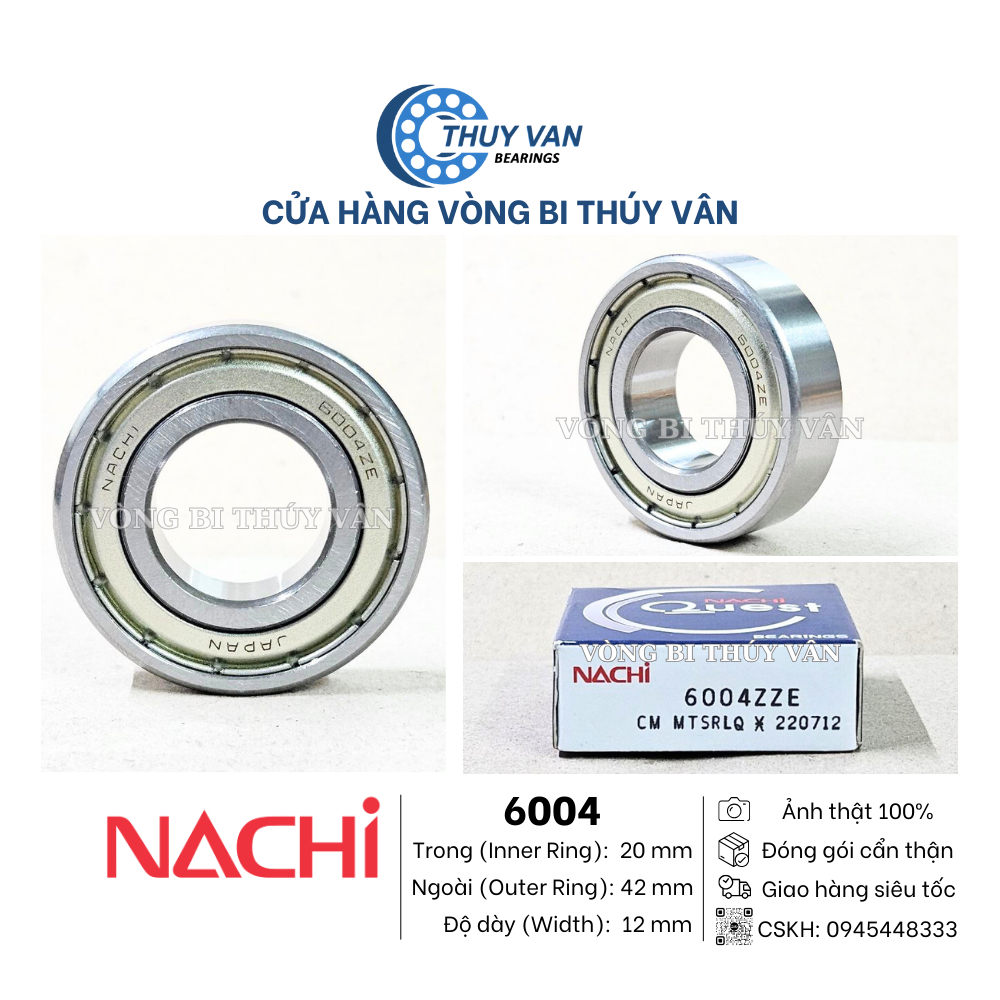 Vòng bi bạc đạn hạt tròn, cầu 6000 6001 6002 6003 6004 6007 hãng NACHI Nhật Bản