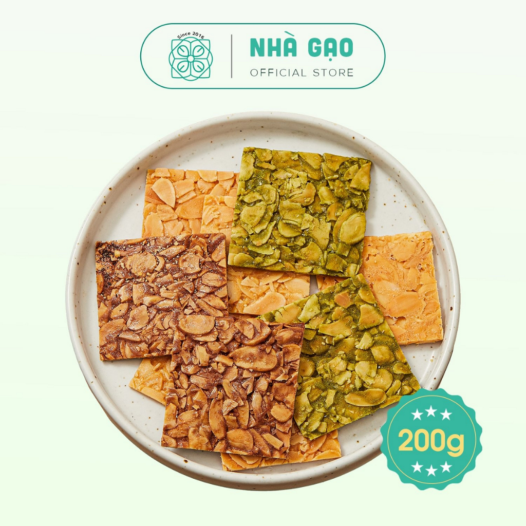 Bánh hạnh nhân Nhà Gạo mix 5 vị hộp 200gr