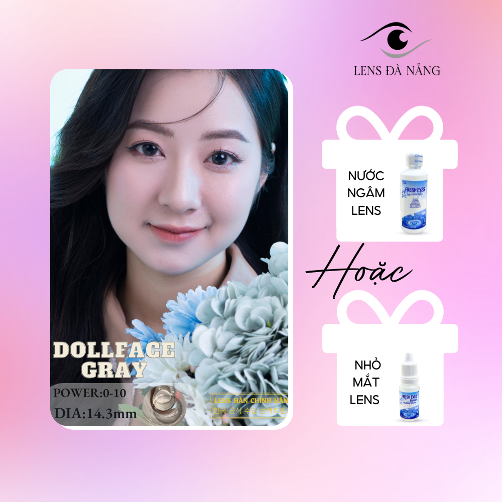 [DollFace Gray] Lens Xám Hàn Quốc size 14,3mm