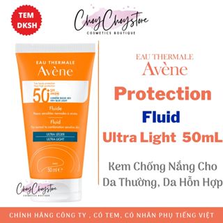 Kem Chống Nắng Avene Protection Fluid Ultra Light 50mL Cho Da Thường đến Hỗn Hợp SPF50+ (TEM DKSH)