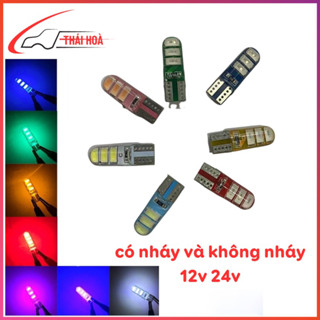 Bóng led T10 đèn xi nhan, đèn demi, đèn sương mù, đèn led xe máy có chế độ nháy và không nháy 12v 24v ( 1 bóng)