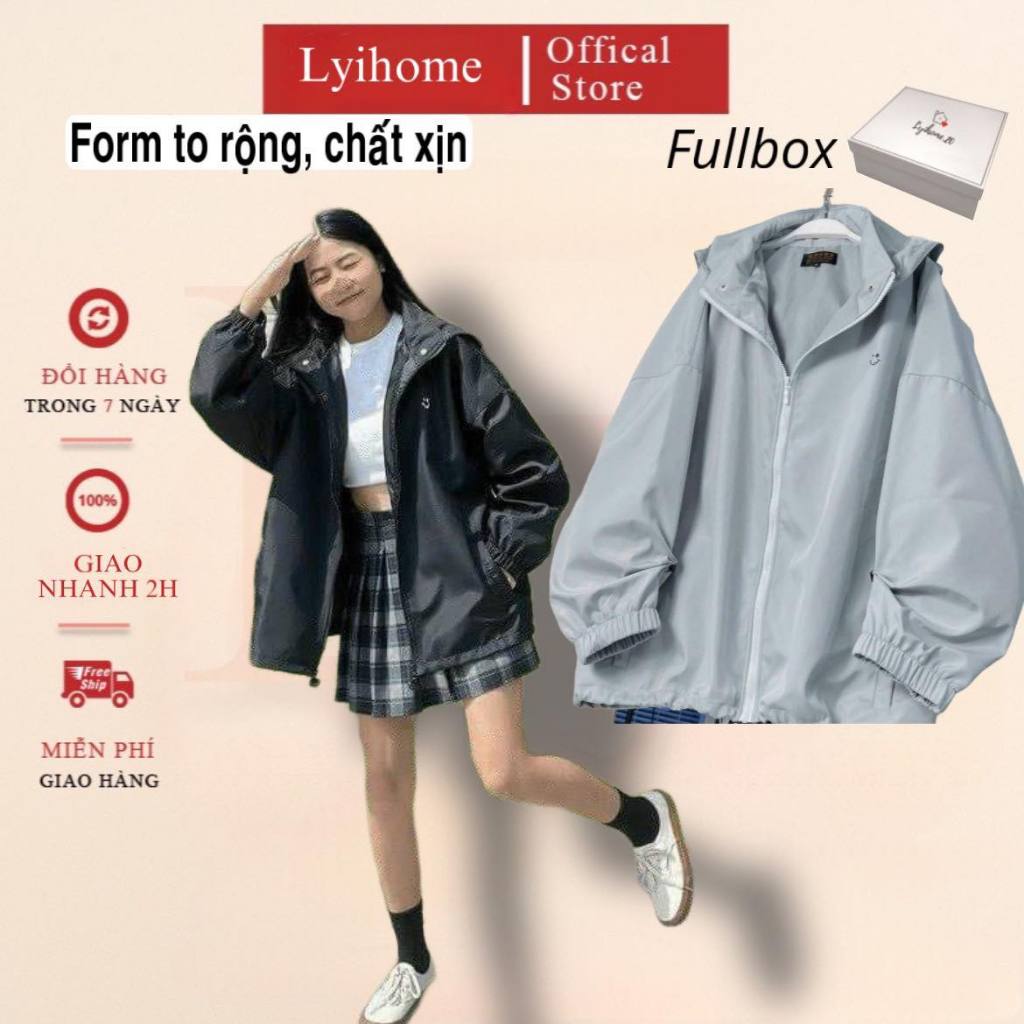 Áo khoác gió dù nam nữ unisex form rộng Lyihome 2 lớp dày dặn form chuẩn hàng loại 1 năng động trẻ trung