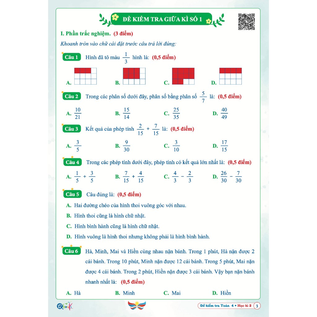 Sách - Đề Kiểm Tra Toán Lớp 4 Học Kì 2 - Cánh Diều