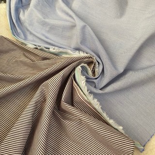 Vải thô cotton 100% sọc nhỏ xuất dư khổ 1m45 - không co giãn, mềm - may áo sơ mi, áo kiểu, đầm