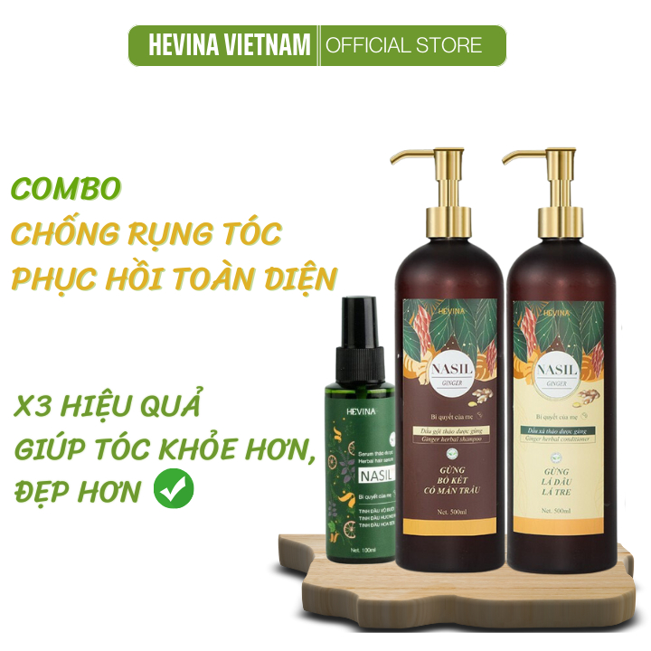 Dầu Gội Gừng HEVINA Nasil thảo dược phục hồi tóc hư tổn