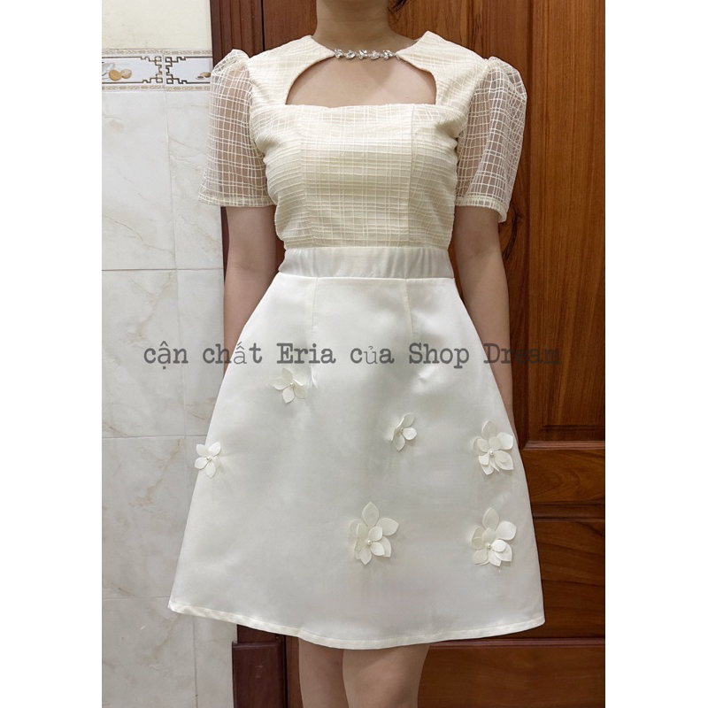 Đầm đi tiệc sang trọng đính đá cao cấp phối ren lưới Eria Dress