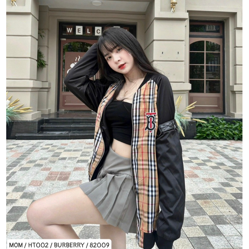 Áo khoác bomber thu đông bbr có hoạ tiết kẻ sọc phối tay áo khoá kéo thời trang phong cách giới trẻ có size từ s đến xl