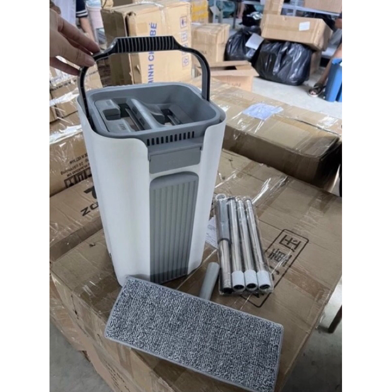 BỘ LAU NHÀ 2 NGĂN TỰ VẮT LOẠI NHỎ_Tặng thêm 1miếng lau