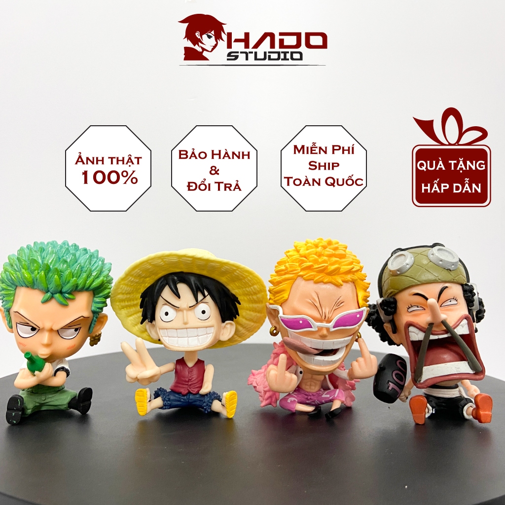 Set 4 mô hình chibi One Piece, siêu cute, cao 8cm