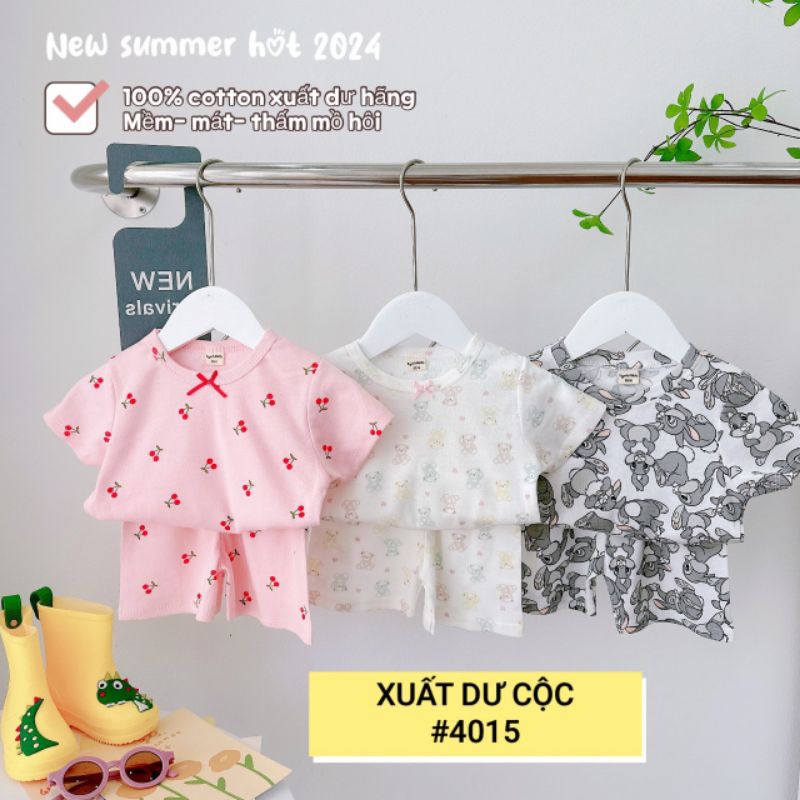 Set 3 bộ Cotton xuất dư cho bé gái - Bộ cotton cộc tay cho bé mùa hè, bộ quần áo trẻ em đồ dày dễ thương