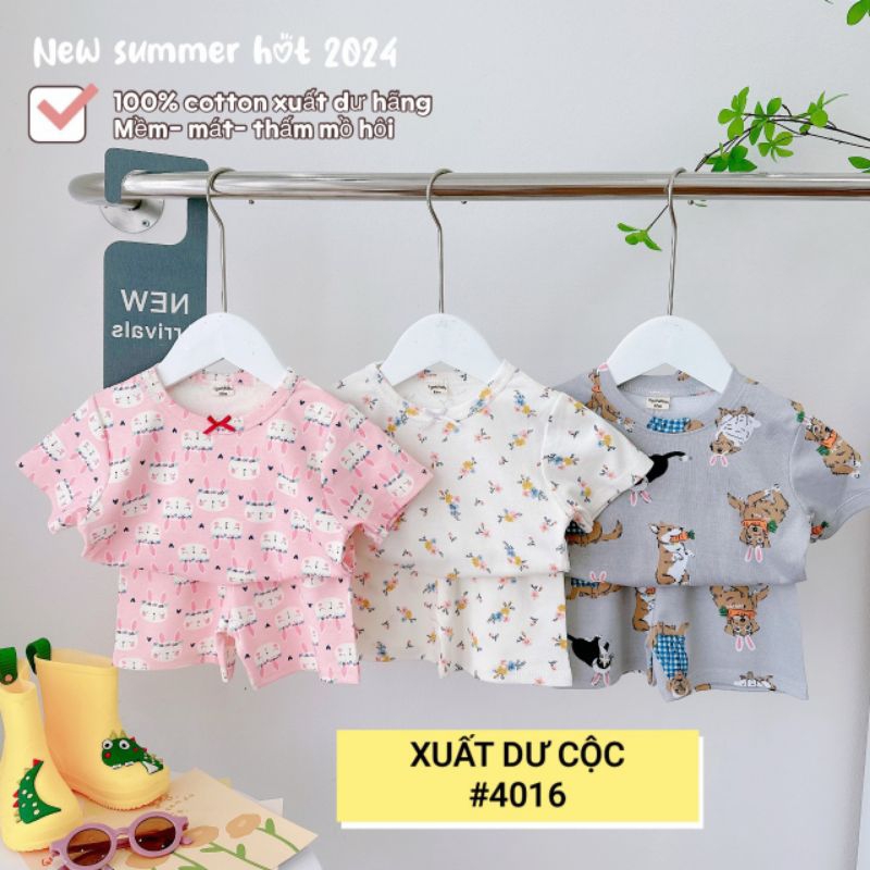 Set 3 bộ Cotton xuất dư cho bé gái - Bộ cotton cộc tay cho bé mùa hè, bộ quần áo trẻ em đồ dày dễ thương