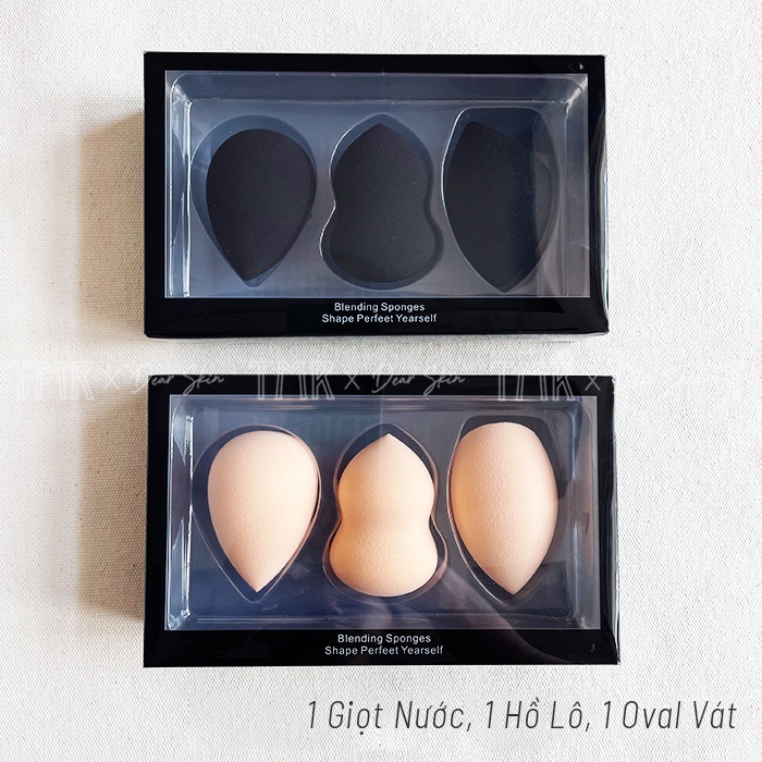 [Set 3] Bông Mút Trang Điểm TMR  Mịn và Dễ Tán Khô và Uớt với 3 Hình Tiện Dụng Premium Makeup