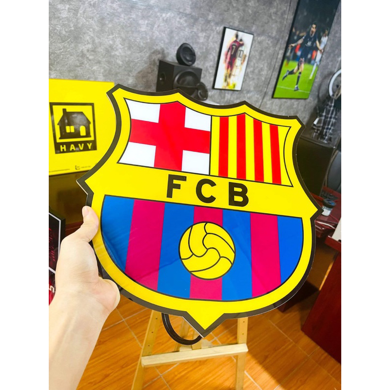 Tranh đèn LED tráng gương logo Barca