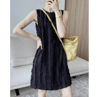 [Pre-Order] Váy (đầm) cọc tay dáng suông hoạ tiết gắn sợi Basic