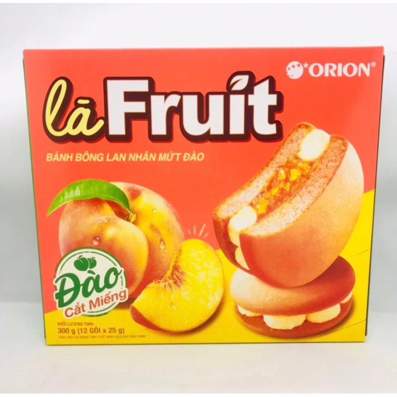 Hộp bánh bông lan nhân mứt đào La Fruit ORION 300G Sieuthitoanngoc
