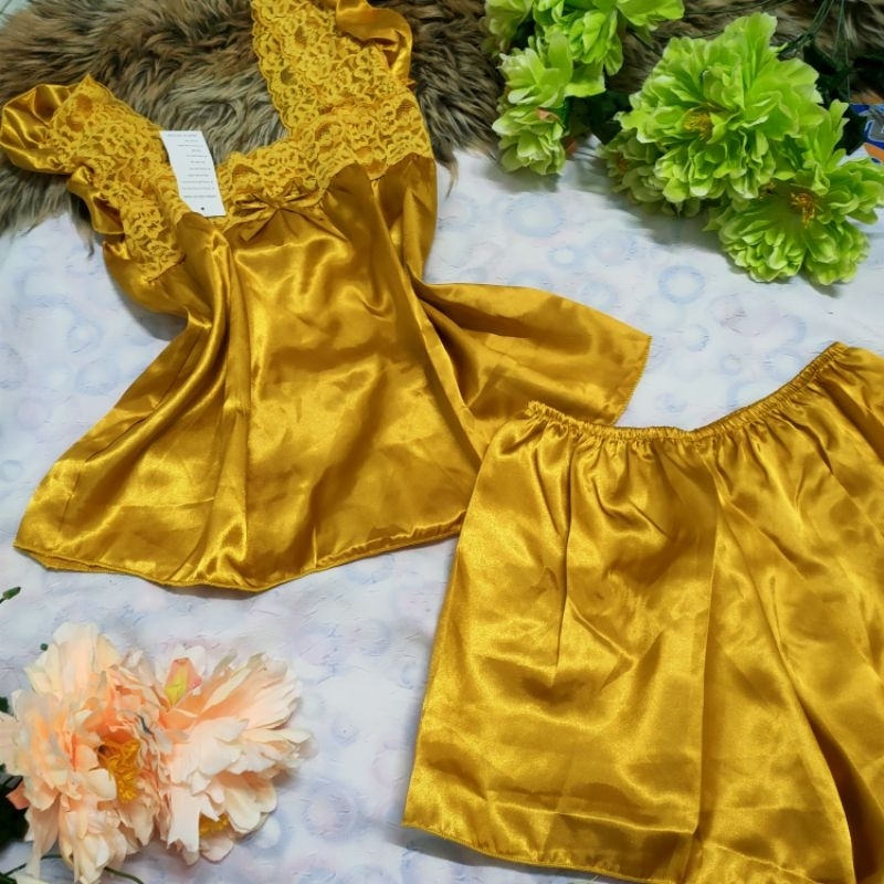 Bộ quần đùi áo tay nhí phối ren, vải phi bóng, phom 40kg đến 55kg