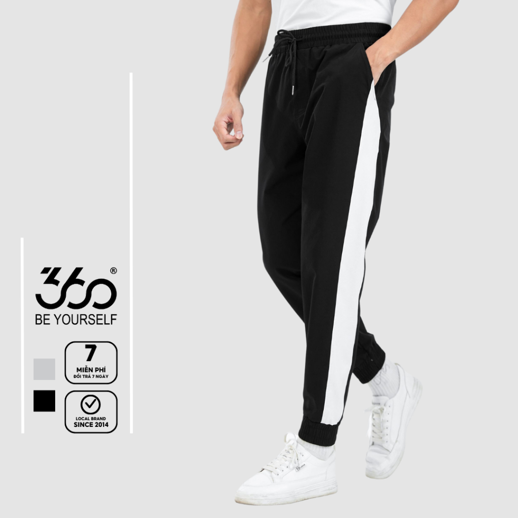 Quần jogger nam cạp chun dây rút ẩn thương hiệu 360 Boutique vải gió mềm nhẹ cao cấp - QGGTK404