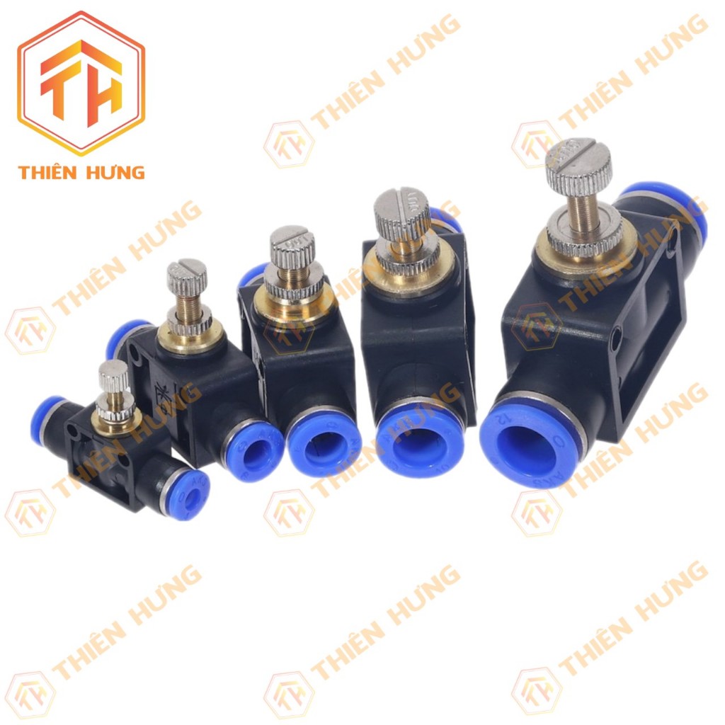 ESA 4 ~ 12 | Van tiết lưu điều chỉnh khí nén - 2 đầu cắm nhanh ống PU-PE-PA phi 4mm ~ 12mm