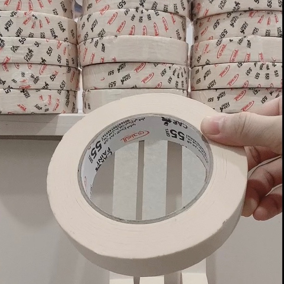 Băng Keo Giấy, Size 2,5CM X 50 MÉT keo chắn sơn ,chắn bụi.