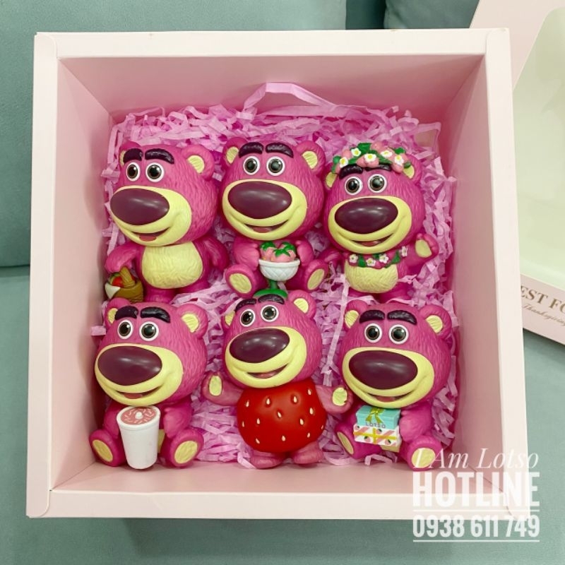 Set quà tặng gồm 6 mô hình Gấu dâu siêu cute