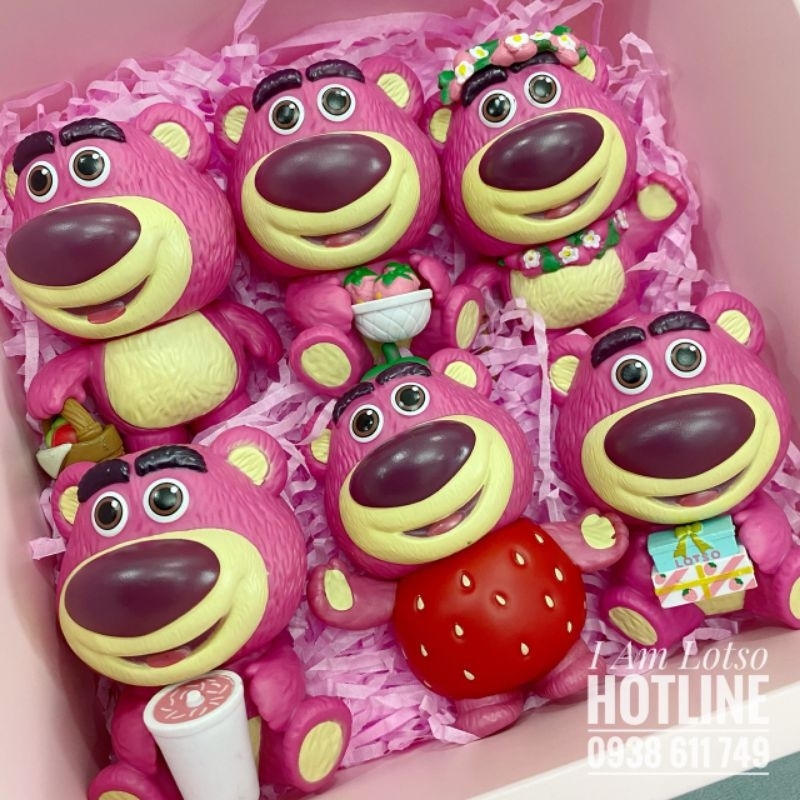 Set quà tặng gồm 6 mô hình Gấu dâu siêu cute