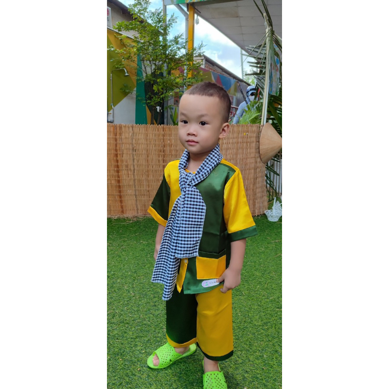 Bộ bà ba lụa ghép, bà ba bé trai ,bà ba bé gái KHÔNG kèm khăn