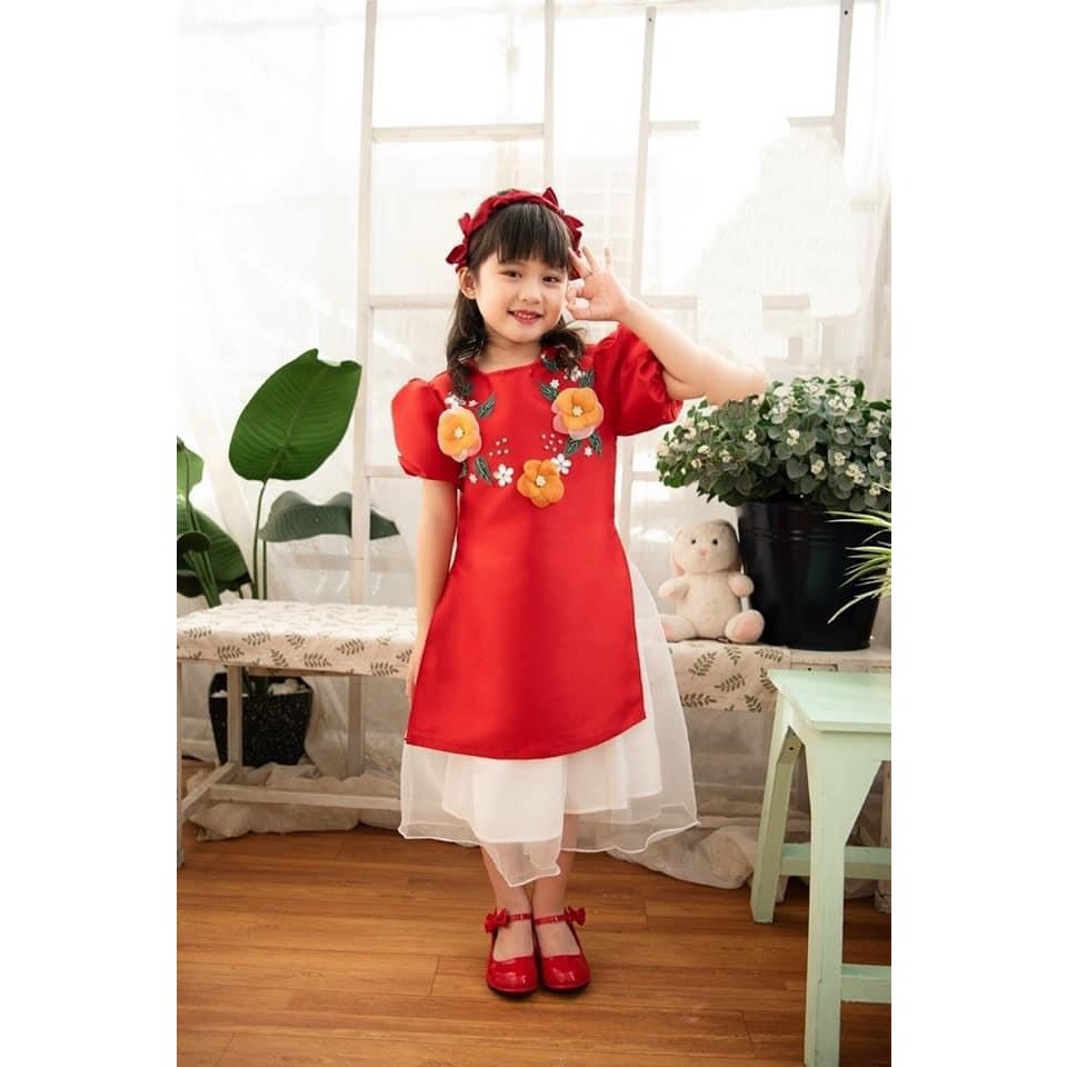 Áo Dài Thêu Hoa Vàng