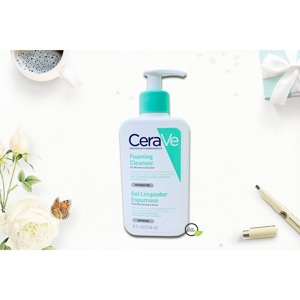 Sữa Rửa Mặt Cerave Dịu Nhẹ Dành Cho Da Dầu Da Khô Và Da Mụn Chính Hãng 236ml💕💕