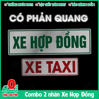 [PHẢN QUANG] Combo 2/4 miếng decal nhãn dán tem xe hợp đồng chống thấm nước ô tô xe khách du lịch taxi