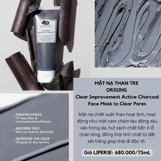 [Origins] Mặt nạ than tre hoạt tính Origins Clear Improvement Active Charcoal Mask