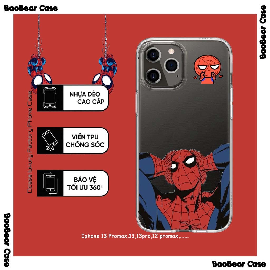 Ốp lưng Người Nhện iphone 15prm,15plus,15pro,15,14prm,14plus,14,13promax,13pro,13,12promax,12pro,12,11prm,11pro,11,...