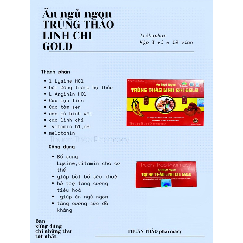 Ăn ngủ ngon Trùng Thảo Linh Chi Gold