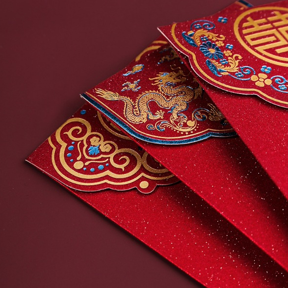 Bao Lì Xì đỏ tráp đám cưới hỏi, Lì Xì TẾT Chúc Mừng Năm Mới kèm tua rua phong cách sang trọng Quà tặng dễ thương may mắn