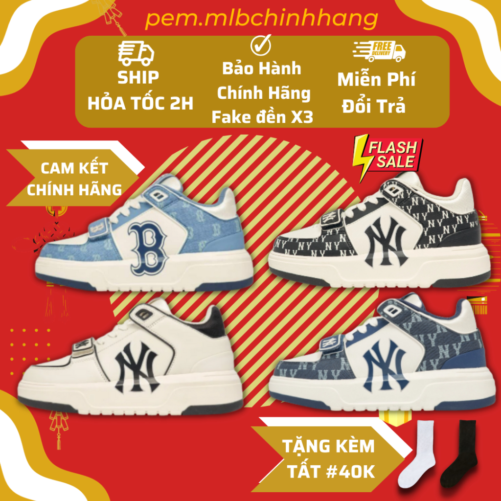 MLB chính hãng bản cực đẹp, MLB  Liner midle nhiều mẫu độn đế cao 5-7cm, check ra FAKE hoàn tiền X3