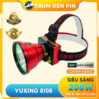 Đèn pin đội đầu siêu sáng 200W YUXING 8108 LED chiếu xa chống nước ánh sáng Vàng và Trắng đèn đeo đầu cao cấp