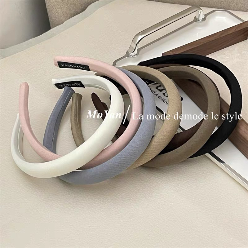 Bờm tóc vải trơn lì bản vừa nhiều màu sắc tone pastel B76