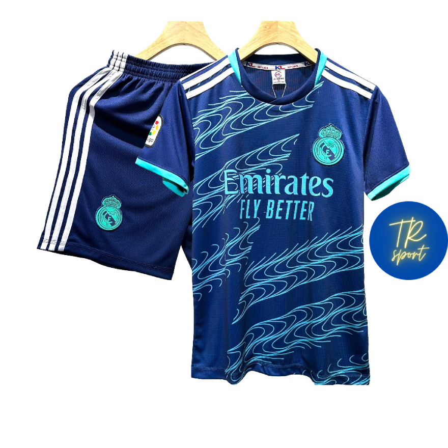 Bộ Quần Áo Bóng Đá CLB Ronaldo Real Xanh Đen - Đồ Đá Banh 2023 - Vải Mè Cao Cấp, Mát, Bền - Logo Thêu - TR Sport