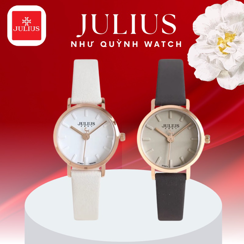 Đồng hồ nữ Julius Hàn Quốc Ja-963 dây da ( Trắng, Xám)
