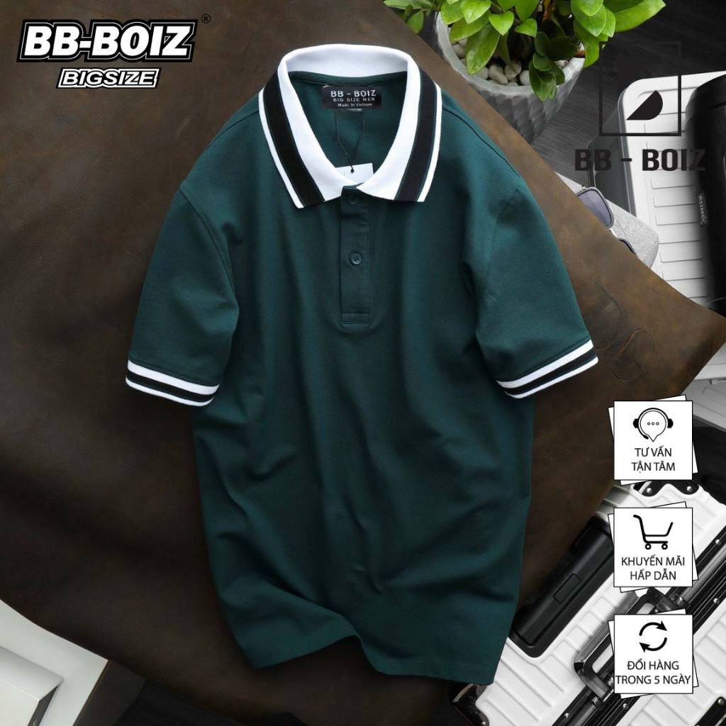 - Áo Thun Polo Nam Phối Bo Cổ Bo Tay Form Bigsize 80kg - 130kg - Mẫu 1