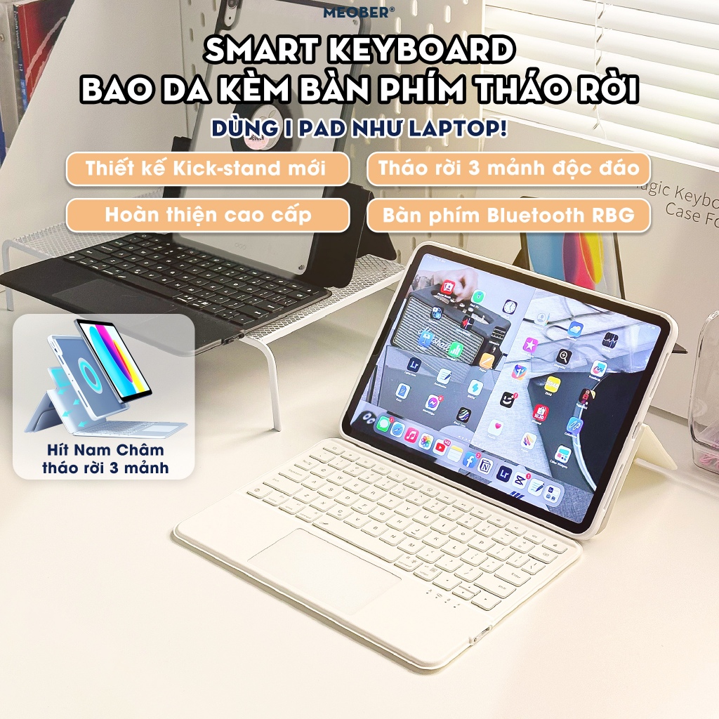 Bao Da Kèm Bàn Phím Wireless Ma.gic Keyboard cho i pad Air 4 5, Pro 11 12.9 2020 M1 M2