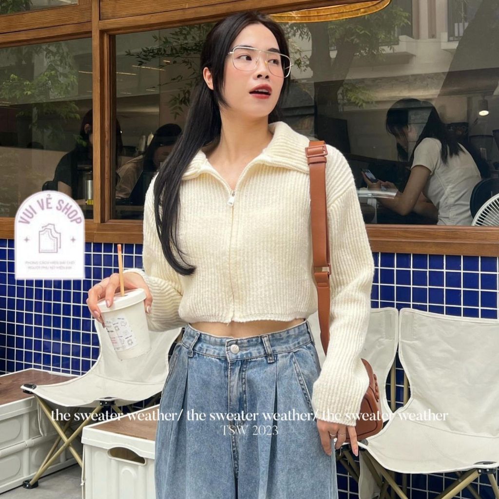 Áo Len Dáng Ngắn Tay Dài, Len Dày Dặn Cổ Phối Mặc Được 2 Kiểu Hàng Qccc Phong Cách Hàn Quốc Phù Hợp Mọi Lứa Tuổi Vui Vẻ