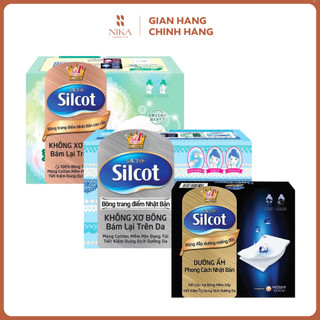 Bông tẩy trang Silcot 2 dòng xanh dương / xanh lá / xanh đen [Nika Cosmetics]