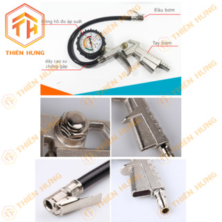 Đồng Hồ Bơm Vỏ ÔTô Xe Máy đuôi nhanh - Kiêm đồng hồ đo áp suất lốp Nhật Bản